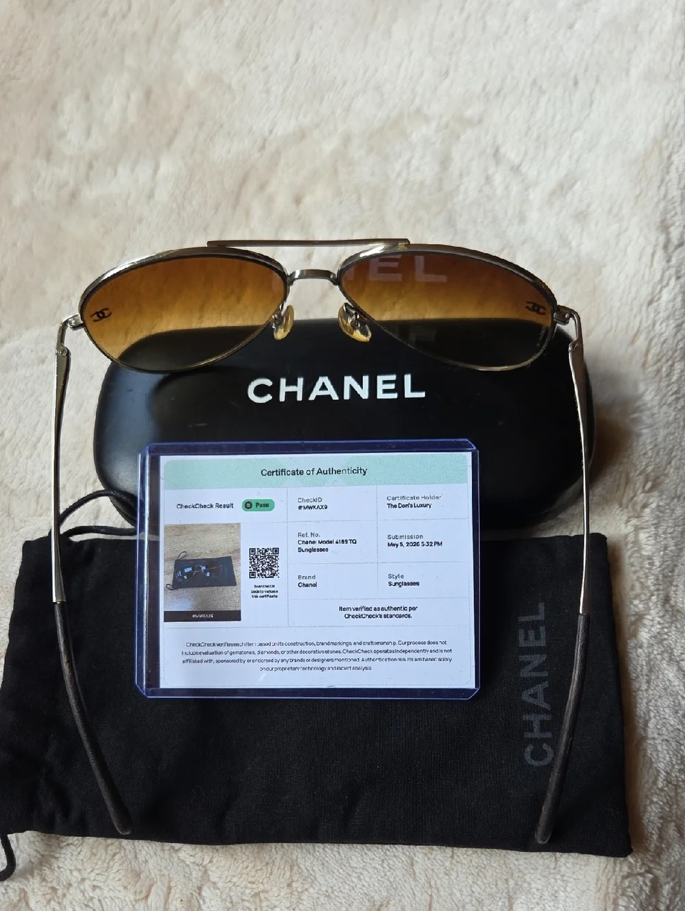 CHANEL Aviator Sunglasses - Gold Frame with Brown Gradient Lenses (Light Weight)